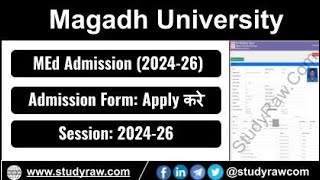 Magadh University MEd Admission 202426 Form Fees Eligibility [upl. by Eelirol]