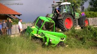 Unfall mit 7 Tonnen Baumaschine schwierige Bergung Merlo P 307 EVS Telescopic 1162012FullHD [upl. by Wincer]