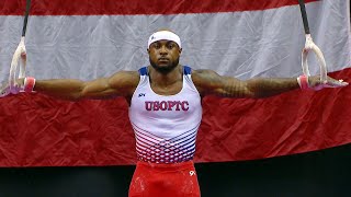 Donnell Whittenburgs insane strength on the rings  gymnastics nationals  NBC Sports [upl. by Grant]