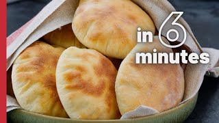 Easy 6Minute Pita Bread Recipe  How to Make Pita Bread at Home ✅ [upl. by Wilkens]