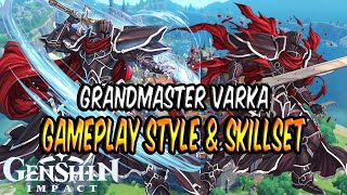 GENSHIN IMPACT GRANDMASTER VARKA GAMEPLAY AND SKILLSET PREDICTION [upl. by Watkin]