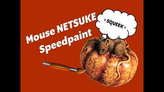 SPEEDPAINT  Mouse Pumpkin Japanese NETSUKE [upl. by Avehs]