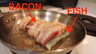 Catch and Cook Fish Wrapped with BACON Surprisingly Amazing [upl. by Aicnorev]