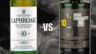 Laphroaig 10 vs Port Charolotte 10 Islay Single Malt Scotch Whisky [upl. by Riebling]