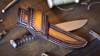 Making A Scout Style Leather Knife Sheath  Leather Craft [upl. by Amin]