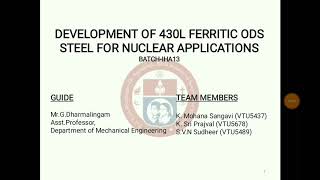 Development of 430L Ferritic ODS Steel for Nuclear Applications [upl. by Norrie666]