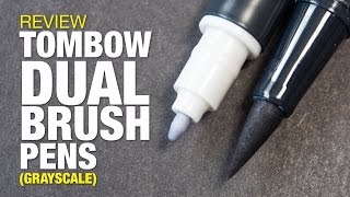 Review Tombow Dual Brush Pen Set of 6 Grays [upl. by Lirpa]