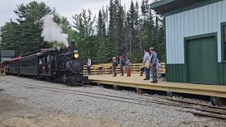 Wiscasset Waterville And Farmington Railway No 9 arrives at sheepscot station [upl. by Eitteb719]