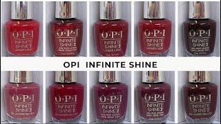 OPI Infinite Shine  Reds Dark Reds live swatch on real nails [upl. by Josh]