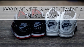 Air Jordan 1999 White Cement and Bred 4 Sole Swap [upl. by Aden]