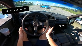 E36 Street Drift feat Big Turbo SR 240sx POV [upl. by Tower]