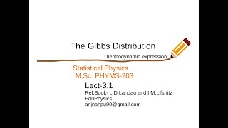 The Giibs Distribution Landau and Lifshitz Statistics PHYMS203lect 31 [upl. by Ticon213]