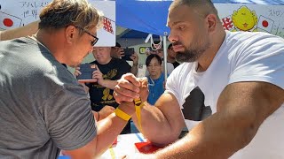 日本ヘビー級の精鋭達が束になって世界一に挑んだ【levan saginashvili sparring with japanese armwrestler in Yoyogi Park Tokyo】 [upl. by Feriga237]