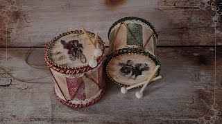 Kako napraviti božićni bubanj  mixed media tutorial  decoupage  diy  božićni ukras [upl. by Raff]