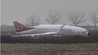 Animatie Turkish Airlines Neergestort tijdens nadering Boeing 737800 Amsterdam Schiphol Airport [upl. by Ymereg]