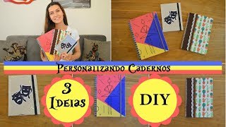 3 Ideias para personalizar cadernos color set papel contact e tecido DIY [upl. by Scibert]