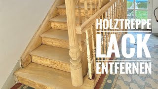 Holztreppe Lack entfernen Holztreppe Sandstrahlen [upl. by Adnalra]