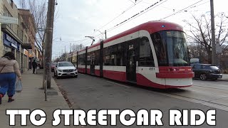 TTC 501 Streetcar Ride on Queen Street East from Bellaire Avenue to Church Street [upl. by Namajneb993]