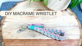 DIY Macrame Wristlet  Macrame Wristlet Keychain Tutorial [upl. by Lem]