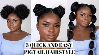 How to Bubble Ponytail  Pigtail Knot Bun Easy Pigtail styles [upl. by Zelig]