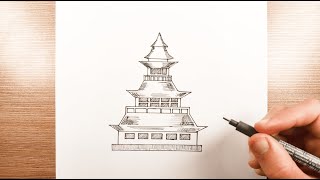 Étape par étape  Apprenez à dessiner un temple Japonais avec brio  pagode [upl. by Yelats370]