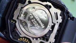 How To Change CASIO DataBank Calculator DBC321ACB 2888 Wrist Watch CR2025 Battery Full HD 2017 [upl. by Enyrat]