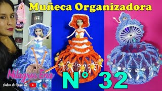 Manualidades Milagros Ena N° 32 Vestido Tejido a crochet para muñeca organizadora paso a paso [upl. by Siuraj850]