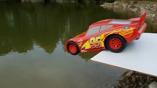 Toy Cars Slide Dlan play Sliding Cars Jump into Water [upl. by Yendic]