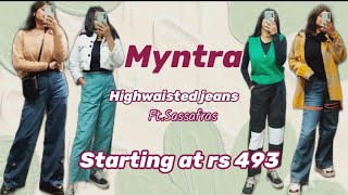 Myntra Highwaisted jeans amp pant haul starting from rs493 only •FtSassafras [upl. by Rebmaed]