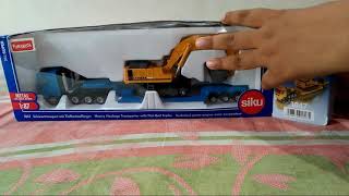 Siku 1847 heavy haulage trasport with flat  bed trailer [upl. by Yauqram]