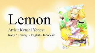 Kenshi Yonezu  Lemon  Kanji Romaji English and Indonesian Lyrics [upl. by Paten214]