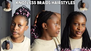 5 ways to STYLE KNOTLESS BRAIDS with beads [upl. by Brody]