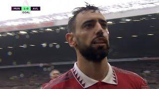 🤯Bruno Fernandes Goal vs Aston Villa  Cold celebration infront of Aston Villa fans [upl. by Loma]