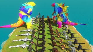 Godzilla 2014 Color War VS Godzilla 2021 Red Blue Yellow Green Orange and many colors Godzilla War [upl. by Player445]