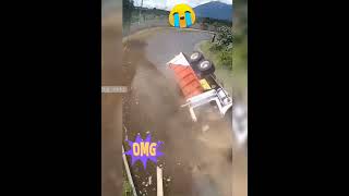 quotOMG Truck Loses Control and Flipsquottruck car excavator EtoVhtt [upl. by Nahtanha]