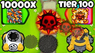 10000X Spike Factory VS TIER 100 Spike Factory in BTD6 [upl. by Hanyaz]