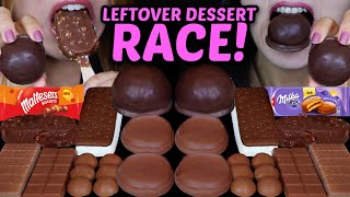 ASMR LEFTOVER DESSERT RACE MALTESERS CHOCOLATE COVERED MARSHMALLOWS MILKA CAKE KINDER ICE CREAM [upl. by Musihc507]