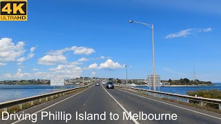 Driving Phillip Island to Melbourne  Victoria Australia  4K UHD [upl. by Hahsi]