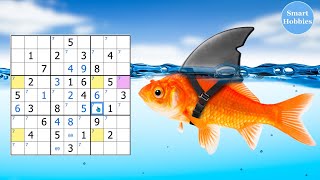 Sudoku Tutorial 97 a puzzle for all levels Includes finned X wing [upl. by Lonee]