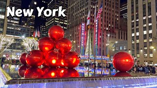 New York Christmas Walk  Saks fifth avenue light show  Times Square Walk 4k  manhattan USA [upl. by Sev206]