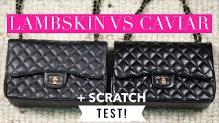 Chanel Lambskin vs Caviar  Scratch Test  Mel in Melbourne [upl. by Sikata671]