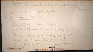 Sociology Class 12 Chapter 3 Social Institutions Continuity and Change Caste system [upl. by Yk]