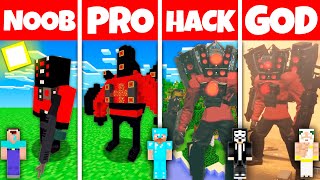 Minecraft Battle NOOB vs PRO vs HACKER vs GOD NEW SPEAKER TITAN BASE HOUSE BUILD Animation [upl. by Frannie551]