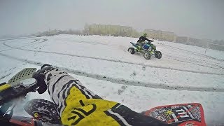 ATV Snow Drift 2  TRX450R vs Raptor700  Supermoto [upl. by Aynad]