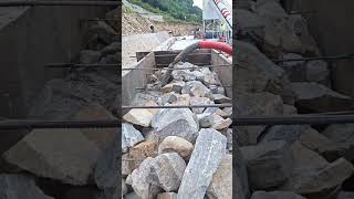 Stone wall concrete pouring process [upl. by Osmo]