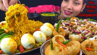 Eating Spicy🔥 Vegetable Maggi Masala Dahi Golgappe Golgappe With Chilli Street Food Mukbang Show [upl. by Kloman]