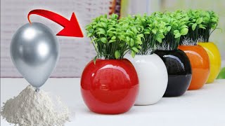 DIY White Cement Flower Pot  Paper Easy Cement Pottery Making [upl. by Cerell]