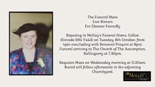 The Funeral Mass Live Stream of Eleanor Fennelly [upl. by Ayrotal776]