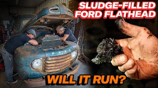 So much SLUDGE Barn Find 1949 Ford F1 Truck  Will It Run [upl. by Heuser556]