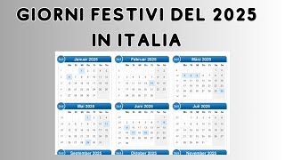 Le festività nel calendario 2025 [upl. by Falkner]